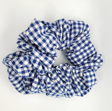 Load image into Gallery viewer, Navy Check Hair Scrunchie
