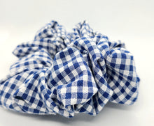 Load image into Gallery viewer, Navy Check Hair Scrunchie

