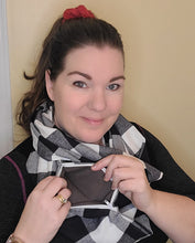 Load image into Gallery viewer, Black Buffalo Plaid Infinity Scarf with Pocket
