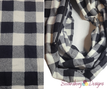 Load image into Gallery viewer, Black Buffalo Plaid Infinity Scarf with Pocket
